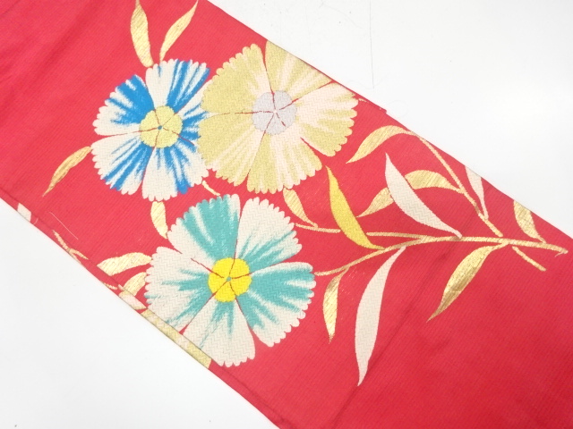 アンティーク　絽　撫子模様織り出し名古屋帯（着用可）